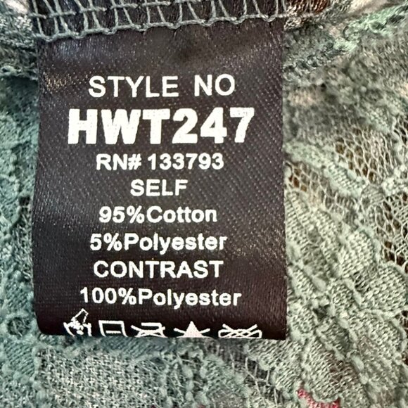 🆕POL Floral Lace Short Sleeve Tunic Green Size Small - Picture 11 of 12